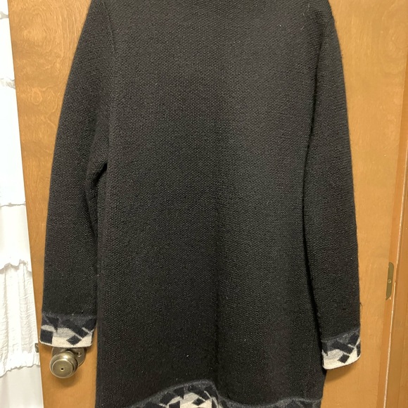 ALPACA 100%. “Mon Repose" long SWEATER coat in black/ white S-M WARM Beàutiful. - Picture 3 of 8